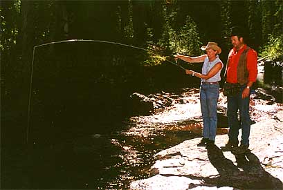 Beate catches a fish